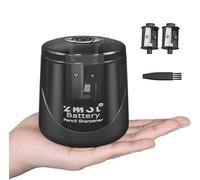 ZMOL Electric Pencil Sharpener, 2 Spare Blades & Brush, Black | Battery Operated, for 6-8mm No.2/HB & Coloured Pencils, Small Portable Pencil Sharpener with Container, School/Office/Home