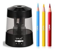 ZMOL Electric Pencil Sharpener Battery Operated Power Kids for Colored & Jumbo Pencils No.2/(6-12mm) - Safe & Easy Use Plug in Portable with (AC Adapter,USB, Battery) for Classroom/Office/Home Black