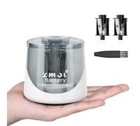 ZMOL Electric Pencil Sharpener, Battery Operated, Small Portable, White | Pencil Sharpener with Container, 2 Spare Blades & Brush, for 6-8mm No.2/HB & Coloured Pencils, Office/Home