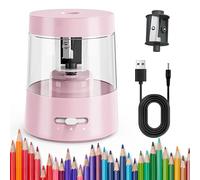 ZMOL Electric Pencil Sharpener for Colored Pencils, Auto Stop,Battery Operated Powered Pencil Sharpener Plug in for Kids 6-8mm No.2/Office/Home/Pink