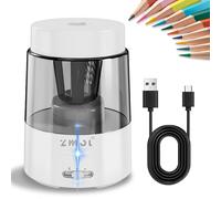 ZMOL Electric Pencil Sharpener,Professional Automatic Pencil Sharpener with Container, Auto Stop, Rechargeable Sharpeners for Colored Pencils(6-8mm), Classroom/Office/Home/White