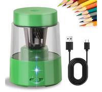 ZMOL Electric Pencil Sharpener, Rechargeable Portable Sharpener with Container, Auto Stop, Type-C Charging, for Standard 6-8mm No.2/HB & Coloured Pencils, Classroom/Office/Home/Green