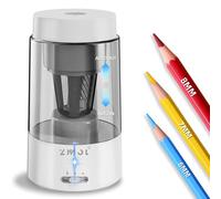 ZMOL Full Automatic Electric Pencil Sharpener, Rechargeable Pencil Sharpener with Container for Colored Pencils (6-8mm),Auto in & Out, Portable Safe Sharpeners for Home,Office,School,White