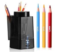 Zmol Full Automatic Pencil Sharpener,Electric Pencil Sharpeners for 6-12mm Jumbo Colored Pencils，Heavy Duty Sharpener for Classroom, Rechargeable Sharpener with Container, Home/School/Office/Black