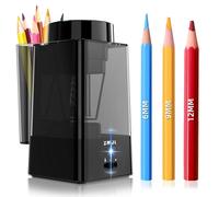 Zmol Full Automatic Pencil Sharpener,Electric Pencil Sharpeners for 6-12mm Jumbo Colored Pencils，Heavy Duty Sharpener for Classroom, Rechargeable Sharpener with Container, Home/School/Office/Black