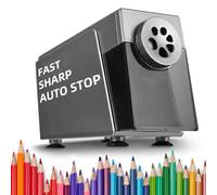 ZMOL Heavy Duty Electric Pencil Sharpener for Classroom, 6 Holes, Stronger Helical Blade, Auto Stop, Save Pencils, Plug in, Suitable for 6-12mm No.2/Colored Pencils, Teachers,School & Home, Silver