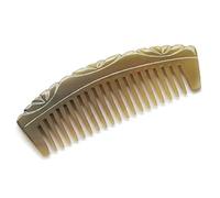 ZMQJEQANBG Now Horn Comb Double-Sided Carved Bamboo Horn Half-Moon Comb Natural Horn Comb Comb