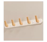 ZMQU Metal Wood Coat Rail with 4/5/6 Rustic Hooks, Wall-Mounted Coat Hook for Entrance, Behind The Door, Living Room, Bedroom, White/Brown(Brown,54cm/21.2in)(White,44cm/17.3in)
