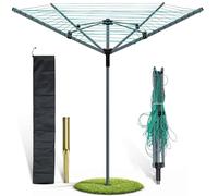 ZMR SHOP CRAFT 4 Arm 60M Heavy Duty Rotary Washing Line with Ground Spike, Height Adjustable Outdoor Rotary Dryer, 360° Rotating Garden Clothes Airer, 30KG Load Capacity for Large Family Laundry