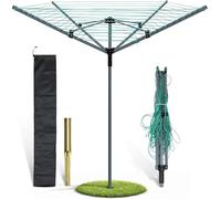 ZMR SHOP CRAFT 4 Arm Rotary Washing Line 60m Outdoor Heavy Duty Clothes Airer with Ground Spike