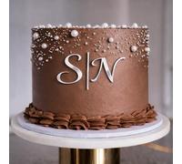 ZMR SHOP CRAFT Personalisation Monogram Cake Topper, 3mm Thickness MultiColored Acrylic Cake Topper, Wedding Monogram Decoration, Elegant Script Initial (Silver)