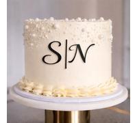 ZMR SHOP CRAFT Personalisation Monogram Cake Topper, 3mm Thickness MultiColored Acrylic Cake Topper, Wedding Monogram Decoration, Elegant Script Initial (Black)