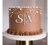 ZMR SHOP CRAFT Personalisation Monogram Cake Topper, 3mm Thickness MultiColored Acrylic Cake Topper, Wedding Monogram Decoration, Elegant Script Initial (White)