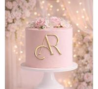 ZMR SHOP CRAFT Personalise Monogram Cake Topper, 3mm Thickness MultiColored Acrylic Initial Topper, Wedding and Birthday Decoration (Gold)