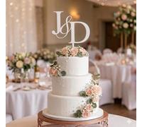 ZMR SHOP CRAFT Personalised Monogram Wedding Cake Topper, 3mm Thickness MultiColored Acrylic Topper With Custom Initials, Party Decoration (White)