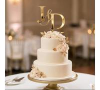 ZMR SHOP CRAFT Personalised Monogram Wedding Cake Topper, 3mm Thickness MultiColored Acrylic Topper With Custom Initials, Party Decoration (Gold)