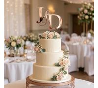 ZMR SHOP CRAFT Personalised Monogram Wedding Cake Topper, 3mm Thickness MultiColored Acrylic Topper With Custom Initials, Party Decoration (Rose Gold)