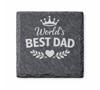 ZMR SHOP CRAFT Slate Coaster Set for Dad, World's Best Dad Design, 3 Piece Set (WORLD'S BEST DAD)
