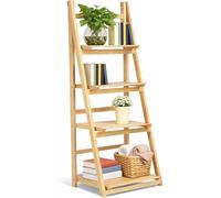 ZMR SHOP CRAFT Wooden Ladder Shelf, 4-Tier Narrow Shelf, Plant Stand Free Installation Display Shelf, Organiser Flower Plant Stand for Living Room, Kitchen and Bathroom
