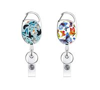 ZMREN Retractable Badge Holder, 2 Pcs Retractable Keyring Badge Reel Carabiner ID Keychain Retractable Lanyard with Clip for Key Ring ID Card Badge Holder