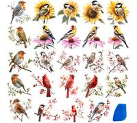 ZMRU 24 Sheets of Watercolor Style Rub on Transfers for Crafts - Perfect for Glass, Porcelain, Leather, Canvas, and Fabric Projects - IOD Transfers Included,3 * 3inch (Flowers Birds)