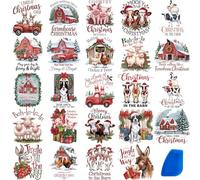 ZMRU 24 Sheets Vintage Christmas Rub On Transfers for Crafts, Rub On Transfers Christmas for Wood,Furniture Decals, Glass, Porcelain, Leather, Canvas, Fabric Projects,3 * 3inch