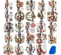 ZMRU 24 Sheets Vintage Christmas Rub On Transfers for Crafts, Rub On Transfers Christmas for Wood,Furniture Decals, Glass, Porcelain, Leather, Canvas, Fabric Projects,3 * 3inch