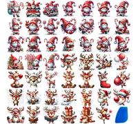 ZMRU 48 Sheets Vintage Christmas Rub On Transfers for Crafts, (Gnome Reindeer)