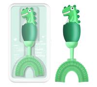 ZMRZ U-Shaped Toothbrush for Kids Ages 2-7，Soft Food-Grade Silicone for Sensitive Gums，360° Teeth Cleaning Design，Training & Travel-Friendly Toddler's Toothbrush (Green, U Shaped)