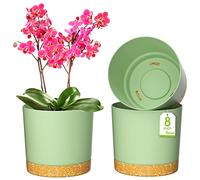 ZMTECH 20cm Plant Pots, Modern Planters with Drainage Holes and Detachable Saucer, Plastic Flower Pots for Plants for House Garden Windowsill (Set of 3, Green)