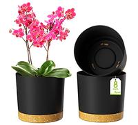 ZMTECH 20cm Plant Pots, Modern Planters with Drainage Holes and Detachable Saucer, Plastic Flower Pots for Plants for House Garden Windowsill (Set of 3, Dark Grey)