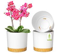 ZMTECH 20cm Plant Pots, Modern Planters with Drainage Holes and Detachable Saucer, Plastic Flower Pots for Plants for House Garden Windowsill (Set of 3, White)