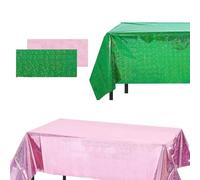 Zmupl 2 Pack Pink & Green Holographic Tablecloths - Princess Witch Theme 137x274cm Glitter Metallic Table Cloth Wicked Party Decorations Birthday Halloween Themed Celebrations