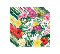 Zmupl 20pcs Hawaiian Party Decorations Napkins, Tropical Palm Leaves & Hibiscus Serviettes, 33cm x 33cm, 2-Ply Paper, Green