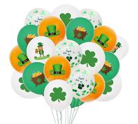 Zmupl 25pcs St. Patrick's Day Decorations Balloons, 12in Irish Shamrock, Green Confetti, Orange & White Latex Balloons, Leprechaun Themed, Party Decorations & Photo Props