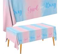 Zmupl Gender Reveal Decorations Tablecloth - Pink Blue Boy or Girl Waterproof PE Table Cloth Baby Shower Gender Revealing Accouncement Party Decorations Backdrop Photo Props (137x274cm)