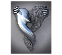 ZMURED 3D Wall Art Decor Artwork Figure Statue Modern Art Canvas Painting,Large Wall Art for Bathroom Bedroom Decoration (Kissing Couple)