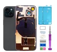 ZMVDJZ 15 Back Glass Replacement with Plate & Flex Cable and All Parts for iPhone 15 Back Cover Glass (Black, 6.1 Inches) + Waterproof Tape + Repair Tools (Black)
