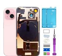 ZMVDJZ 15 Back Glass Replacement with Plate & Flex Cable and All Parts for iPhone 15 Back Cover Glass (Pink, 6.1 Inches) + Waterproof Tape + Repair Tools (Pink)