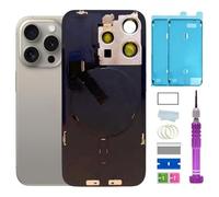 ZMVDJZ 15 Pro Back Glass Replacement with Plate & Flex Cable and All Parts for iPhone 15pro Back Cover Glass (Natural Titanium, 6.1 Inches) + Waterproof Tape + Repair Tools (Natural Titanium)