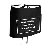ZMvise Custom Personalized Waist Apron with 3 Pockets Your Design Text Women Men Waiter Waitress Half Aprons, Black, One size