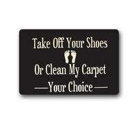 ZMvise Flannel Carpet Doormat Custom Washable Door Mat Take Off Your Shoes Or Clean My Carpet Indoor Outdoor Rubber Rug 15.7x 23.6inch