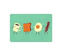 ZMvise Let'S All Go And Have Breakfast Coffee Bread Egg Bacon Doormat Rug Indoor Outdoor Front Door Bathroom Mats Rubber Bedroom Doormat 15.7x 23.6inch