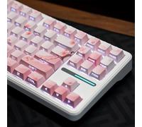 ZMX Cherry Blossom Pink Keycaps,Side Printed Shine Through Keycap PBT Dye Sub Cherry Profile Cute Keycaps 127 Keys Custom Key Cap Set for Cherry MX Switches 60% 75% Mechanical Gaming Keyboard