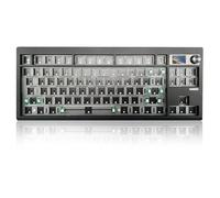 ZMX GMK87 Keyboard Barebones Kit,Gasket Mount Hot Swap PCB Triple Mode BT5.0/2.4G/Type-C Wireless Mechanical Keyboard with Knob VIA-Programmable Custom TFT-Screen RGB DIY Kit(Black)