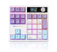 ZMX X BOYI TD31Pro Mechanical Number Pad,30 Keys Hot Swap Wireless BT5.0/2.4GHz/Type-C Wired Numeric Keypad Programmable RGB Gaming Numpad Keyboard with Knob Screen for Laptop/Mac (White-Purple)