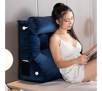 ZMXZMQ Large Bolster Headboard Backrest Support Cushion, Back Cushion Reading Pillow Bed Wedge, For Sitting Up in Bed/Couch,Bentley Blue,Width 55cm