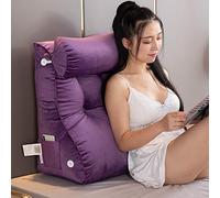 ZMXZMQ Large Bolster Headboard Backrest Support Cushion, Back Cushion Reading Pillow Bed Wedge, For Sitting Up in Bed/Couch,Purple,Width 55cm