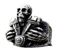 ZMY Home 2023 Skull Ring Cool Evil Death Punk Rock Stainless Steel Rings Aly Style Jewelry, metal, no gemstone