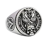 ZMY Home 2023 Skull Ring Cool Evil Death Punk Rock Stainless Steel Rings Aly Style Jewelry, metal, no gemstone